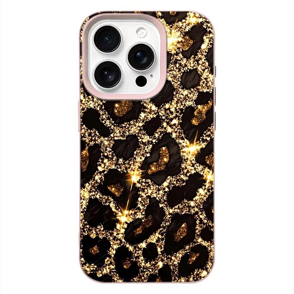 

Shining Leopard Print Dazzling Pink Flower Phone Case For Iphone 17 Air 16 16e 15 14 13 12 11 Pro Max Shockproof Leather Cover iphone 16 Pro