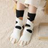 3 pairs of cute furry cat paws, cat paw footprints, women's thick coral fleece home warming floor sleeping socks