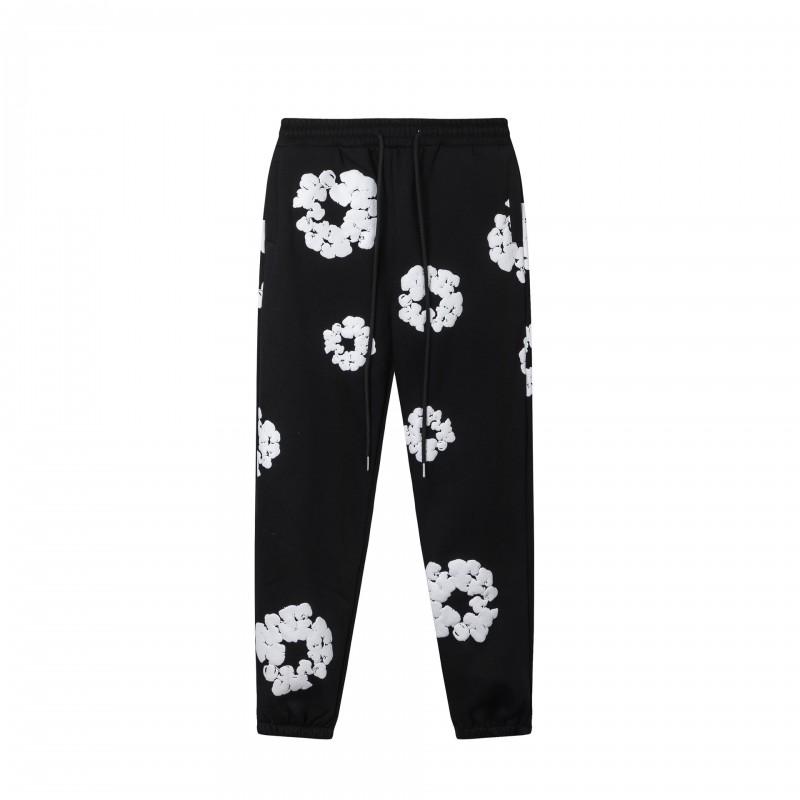Completo Felpa con Cappuccio e Jogger Unisex Oversize con Stampa Floreale Fodera Calda in Pile Streetwear Invernale