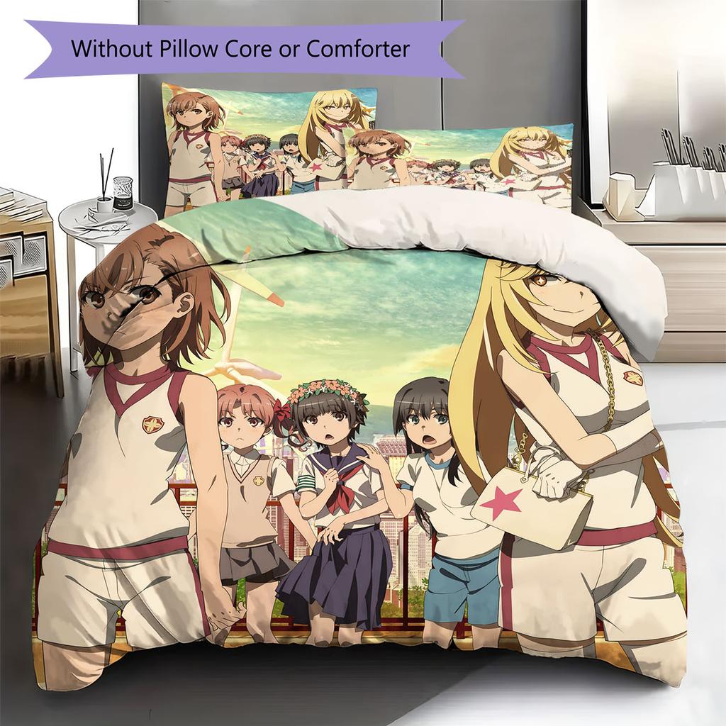 Scientific Railgun Pattern Bedding Quilt Set Quilt Cover Pillowcase Home Decoration Birthday Gift (1 * duvet cover + 2 * pillowcase, without core)