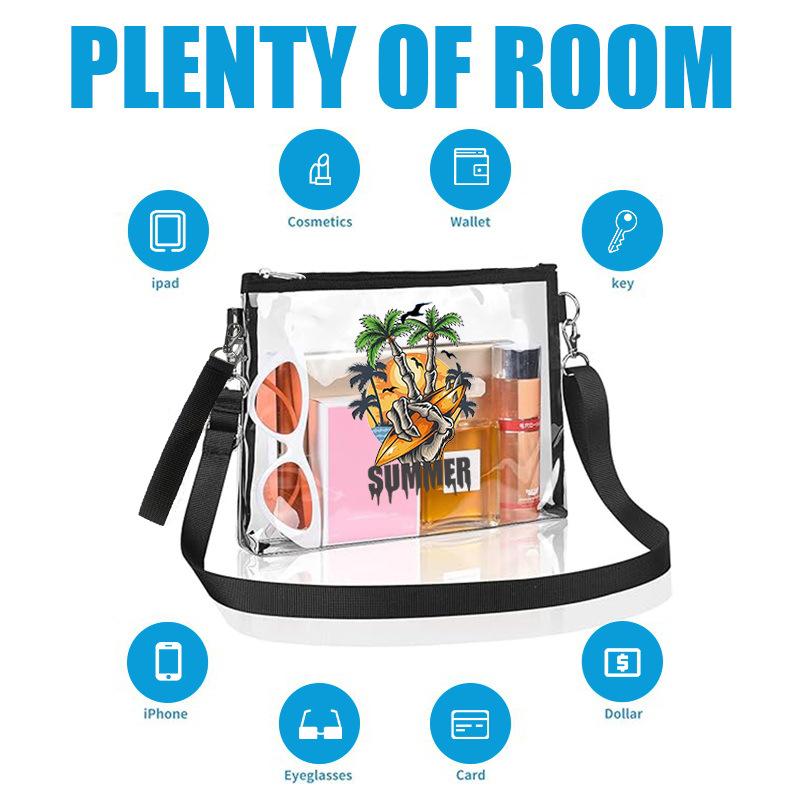 Bolso bandolera de PVC transparente impermeable bolsa de cambio bolsa deportiva para estadio bolsa de almacenamiento portátil portátil