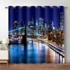 New York City Vorhang für Wohnzimmer, luxuriöse Wolkenkratzer, Fenstervorhänge, Brücke und Türme, Blick auf den Sonnenuntergang, Verdunkelungsfenstervorhänge