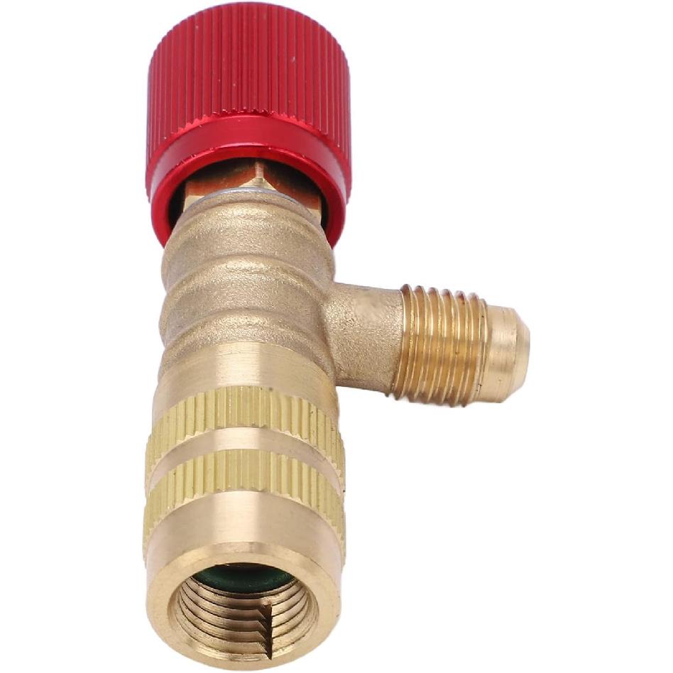 Refrigerant Charging Valve Brass Liquid Safety Valve for R22 R410 R134A R404 1/4in Male 5/16in Female Air Conditioner Manifold