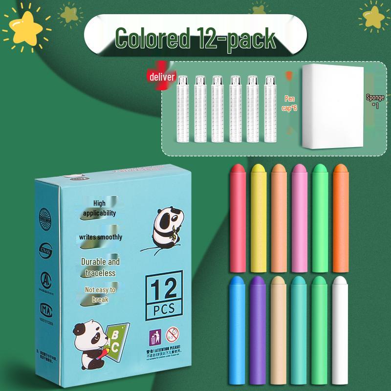 Water-Soluble Dust-Free Chalk for Teachers & Students - Reveals Color When Wet - Ideal for Blackboard Writing & Drawing