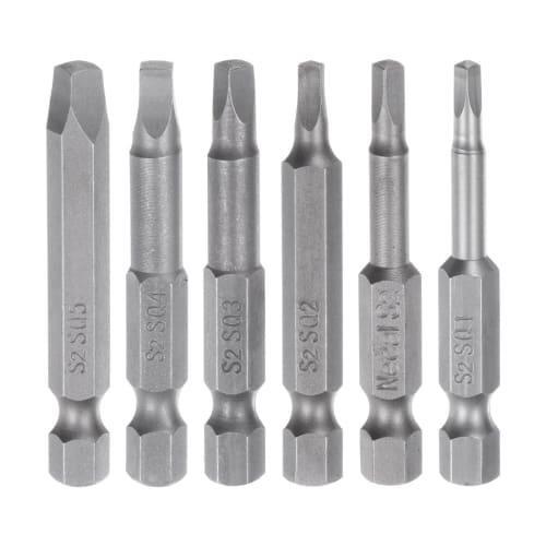 uxcell SQ1/SQ2/SQ2.7/SQ3/SQ4/SQ5 Square Screwdriver Bits, 1/4" Hex Shank, 2" Length, Magnetic, Security Screwdriver Power Tool