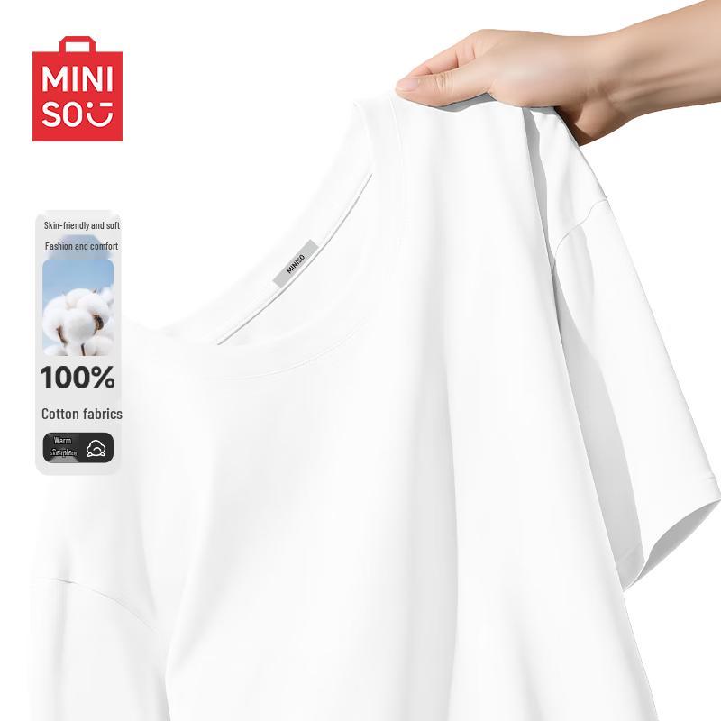 MINISO Men s Pure Cotton Loose Fit Short Sleeve T-Shirt M