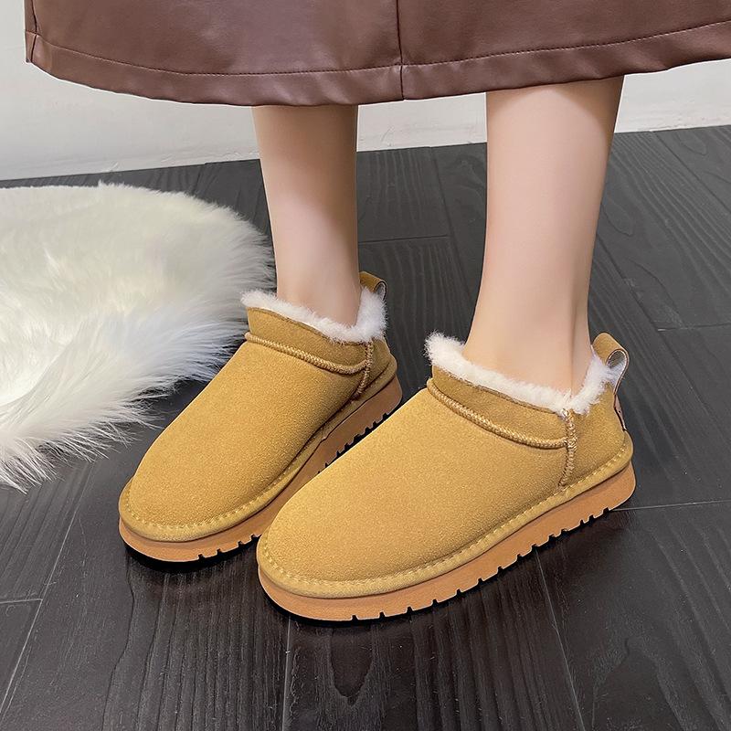 2025 neue Schneestiefel Damen Fellintegrierte Kurzstiefel Nordosten verdicktes Samt Boken Schuhe Baumwollschuhe rutschfest