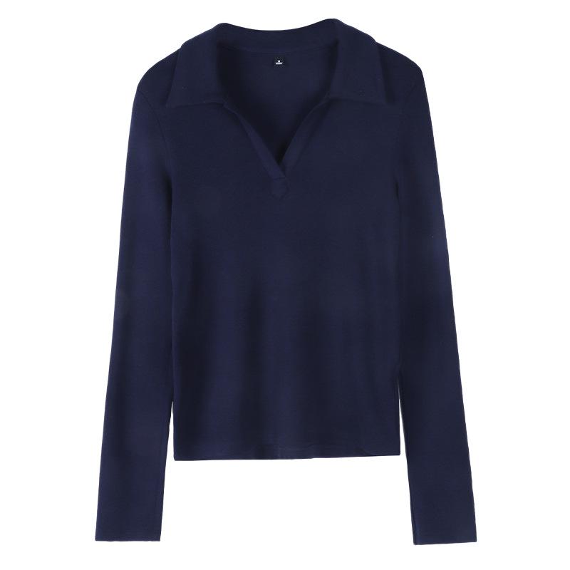 Dámské měkké tričko s dlouhým rukávem a výstřihem do V - Zeštíhlující vysoce kvalitní základní vrstva na podzim 2025