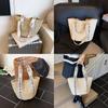 Woven Straw Shoulder Bag With Zipper Closure For Beach And Holiday Use
