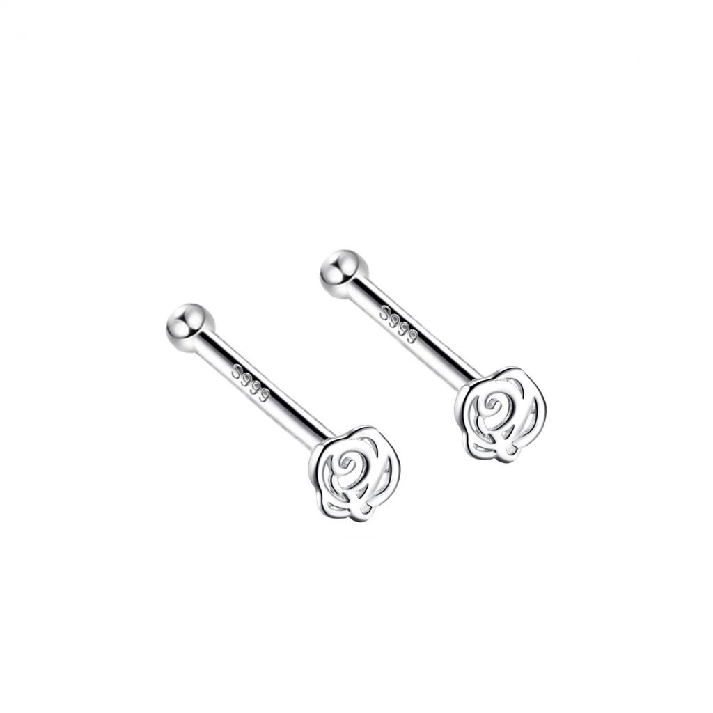 S999 Pure Silver Minimalist Women's Earrings – Small Bean Ear Bone Studs, Anti-Blocking Design for Commuting
