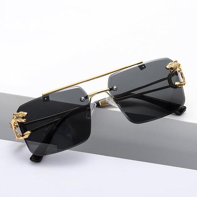 5 Types Punk Rimless Square Sunglasses Fashion Double Beam Women Men Outdoor Sun Glasses Eyewear