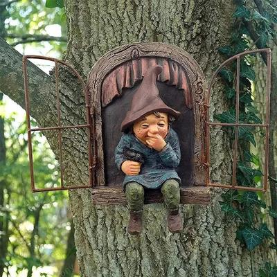 Adornos de enanos para jardín, artesanías de resina con enanos, adornos para jardín, estatuas decorativas, adornos para manualidades al aire libre