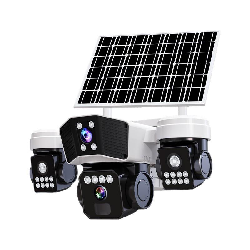V380 Smart Home Solar-Powered Multi-Lens Dome Camera with Full-Color Night Vision and Waterproof Design