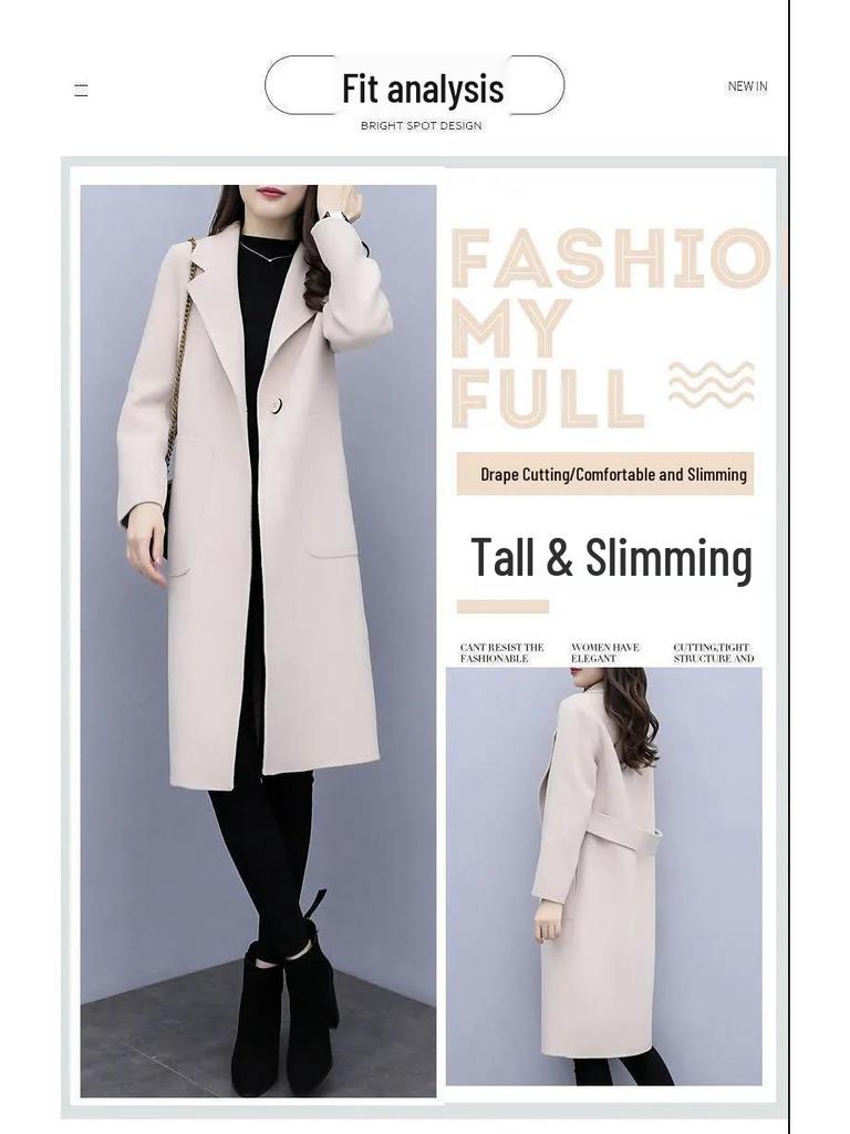 Korean Style Mid-Length Loose Woolen Coat - 2025 Trend, Autumn Winter, Plus Size, Thickened Women's Outerwear