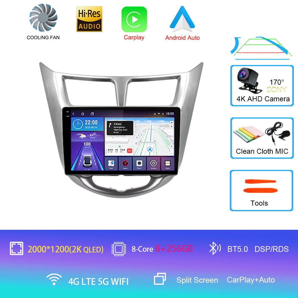 Android14 Carplay Auto For Hyundai Solaris Verna Accent 1 2010 2011 2012 2013 -2016 Multimedia Player Car Radio DSP Stereo 2 Din