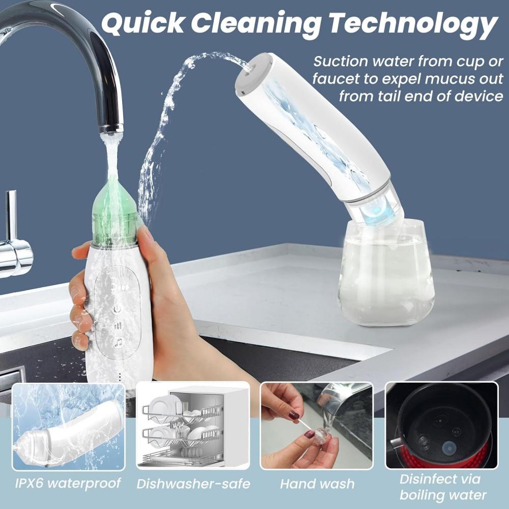 Elektrischer Nasensauger für Babys, wasserdichter elektrischer Nasensauger, LCD-Baby-Nasensauger, Nasensauger für Babys mit Musik und Licht