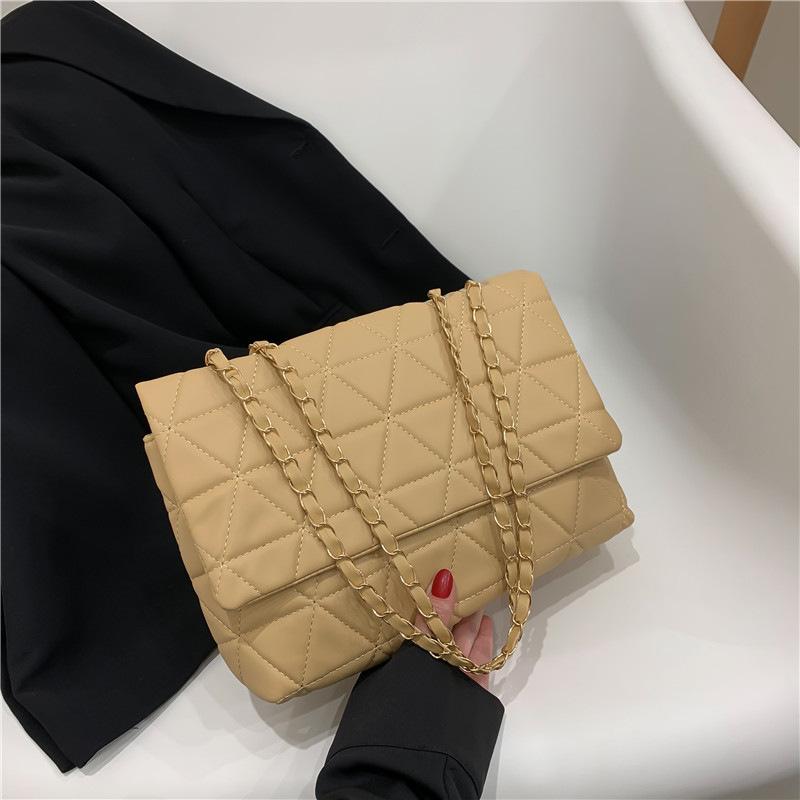 

Популярные сумки большой вместимости, новая корейская версия модной сумки через плечо с бриллиантами, женская сумка-тоут с цепочкой из искусственной кожи хаки