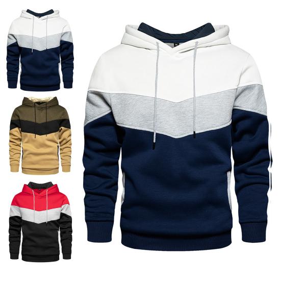 Patchworkové kapsy Pulovr s kapucí Podzim Zima Dlouhý rukáv S kapucí Plyšová Pánská Mikina Svrchní oděv