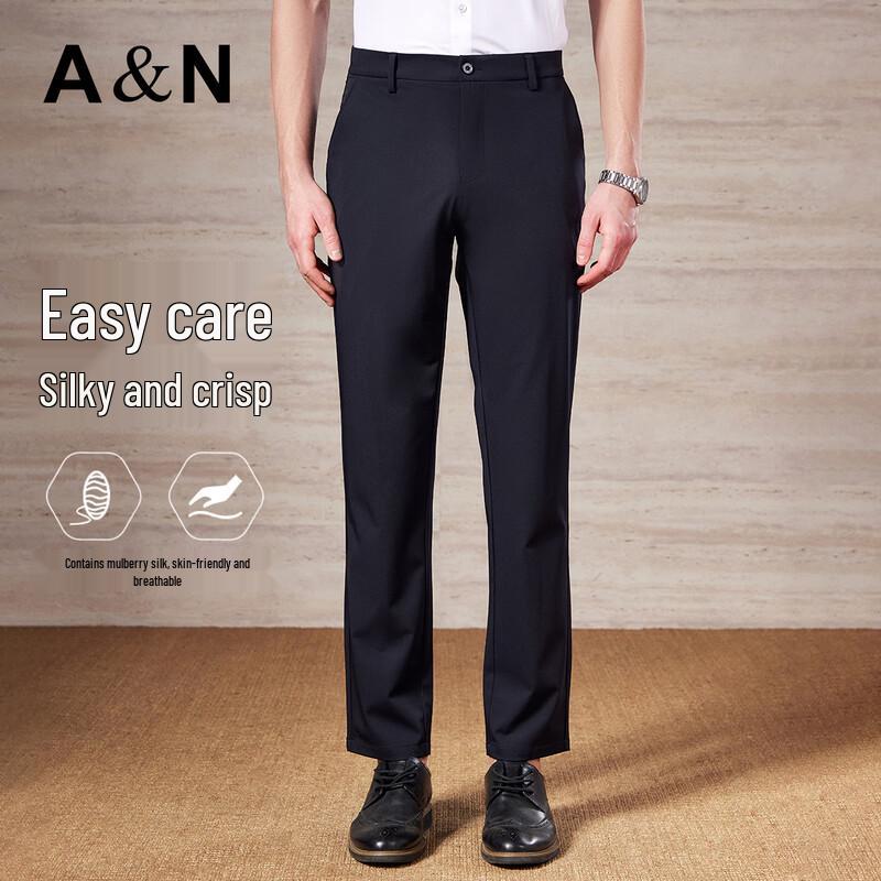 

Antonio Men s Silk Blend Wrinkle-Free Straight-Leg Casual Pants M