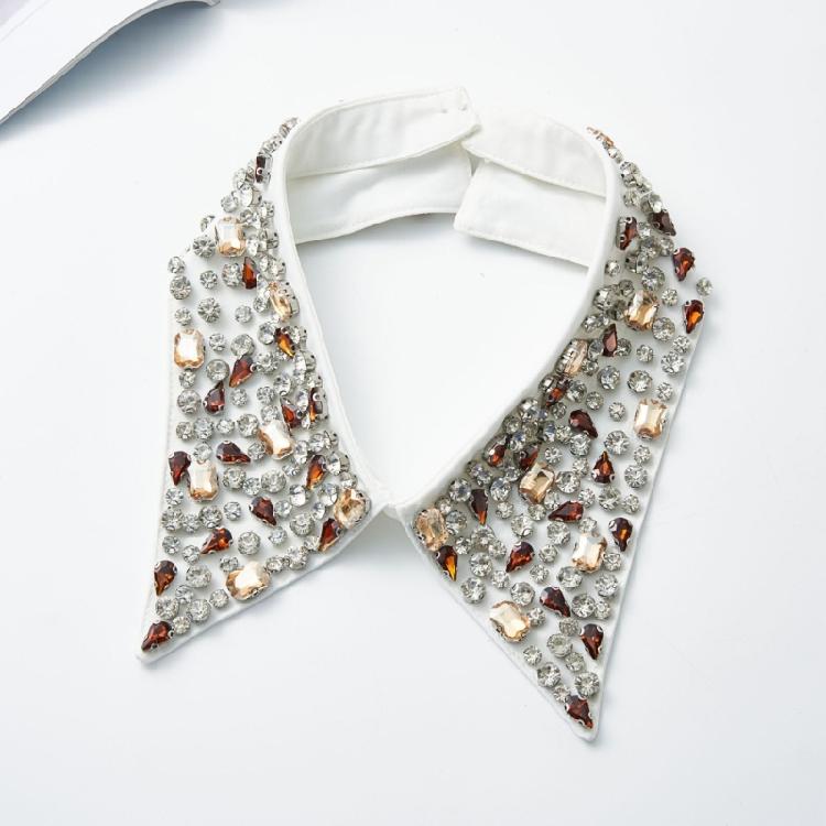 Women Pointed Faux Collar With Crystal Studded Multiuse Wardrobe Outfit Upgrade Decorative Collar For Casual Formal