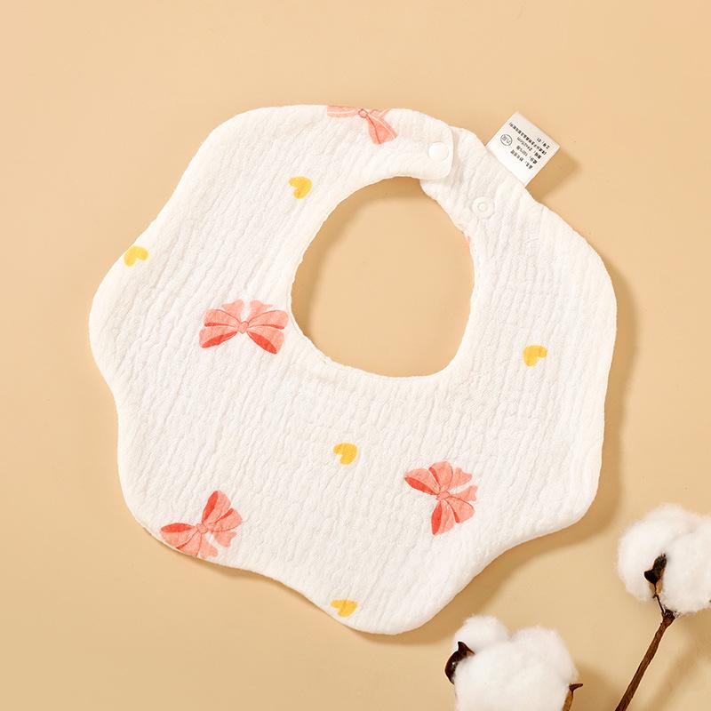 6-Layer Cotton Gauze Petal Baby Bib - 360° Newborn Anti-Spit-Up Towel for Summer