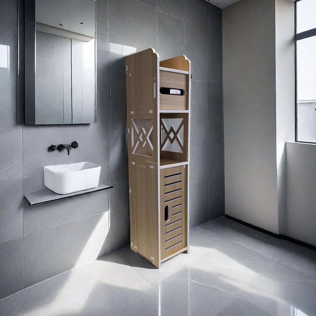 Punch-Free Bathroom Storage Rack: High-End Bathtub & Toilet Side Cabinet