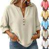 Women's Color Casual V-neck Long Sleeved Pullover Top