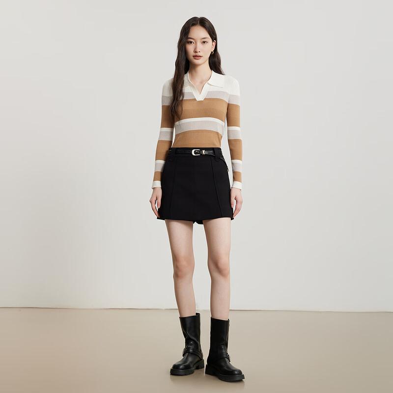 Gejin Women's Striped Polo Knit Sweater
