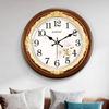Retro solid wood wall clock, living room home fashion wall-mounted timepiece, round high-end silent wall-mounted watch