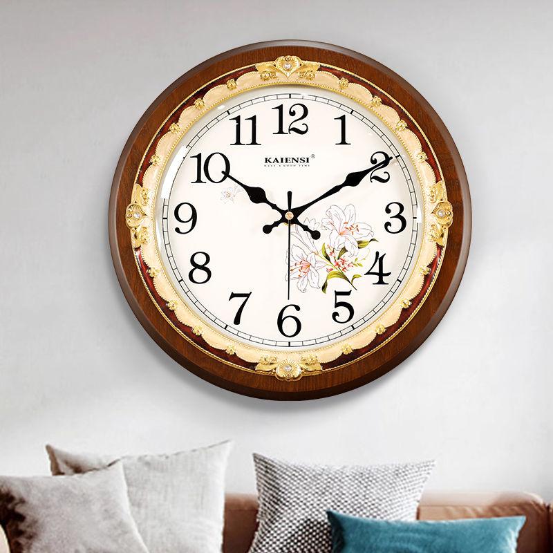 Retro Solid Wood Wall Clock, Living Room Home Fashion Wall-mounted Timepiece, Round High-end Silent Wall-mounted Watch