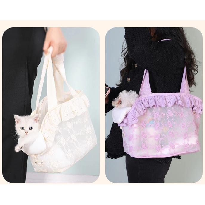 Spitzen-Katzen-Handtasche Welpen-Tragetasche Hunde-Haustier-Umhängetaschen für kleine Mini-Hunde