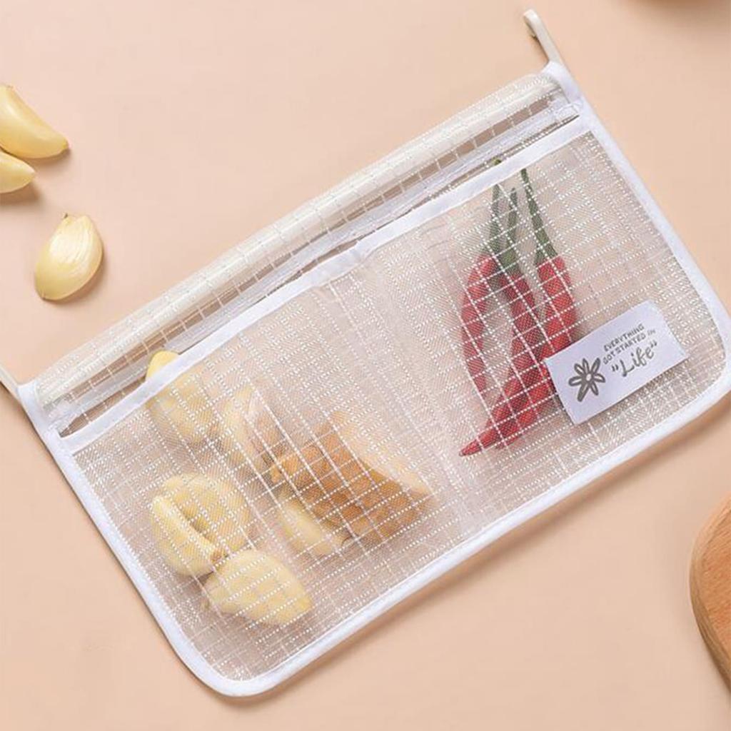 1pc-Refrigerator Storage Mesh Bag Hanging Household Classification Storage Bag Double Compartment Storage Hanging Bag