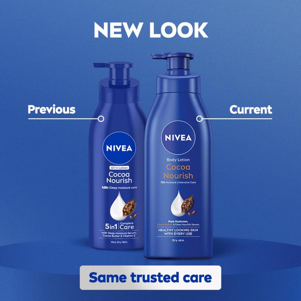 Nivea Balsam do ciała Cocoa Nourish 400ml Dla skóry bardzo suchej Z serum głęboko nawilżającym i olejem kokosowym | 48H Nawilżenie | Nietłusta konsystencja