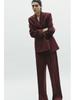 2025 Women's Double-Breasted Suit Jacket & High-Waisted Pants Set - European & American Casual Style