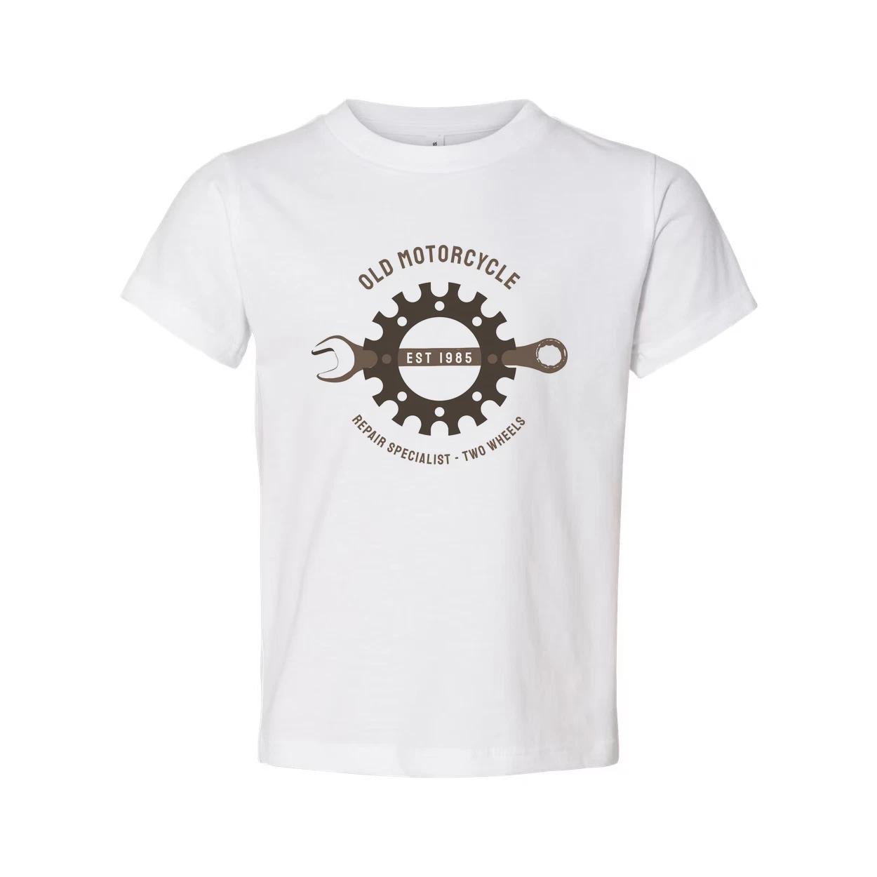 

Old Motorcycle Gear Graphic T Shirt Unisex Vintage Repair Specialist Two Wheels S