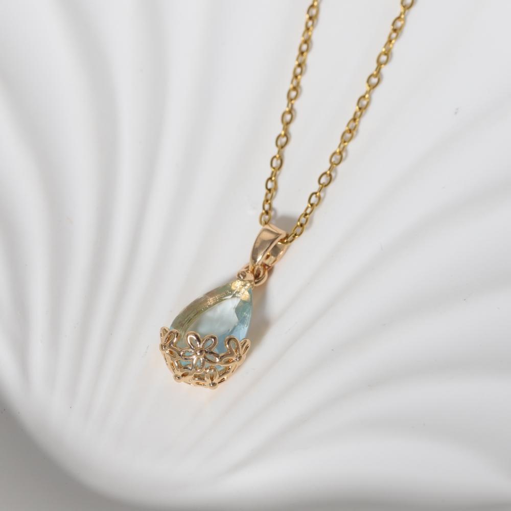 Simple Water Droplets Pendant Necklaces for Women Zirconia Necklace Wedding Party Jewelry Accessories