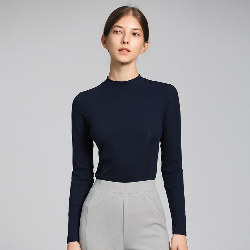 Half-High Collar Long Sleeves T-shirt Female 2025 Spring & Fall New Arrival Elegant Slim Looking Fashion All-Match Modal Bottoming Shirt Tops