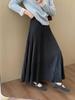 2025 Winter Women's High-Waisted Pleated Knitted Midi Skirt - Korean Style, Casual, Thickened, Slimming Design