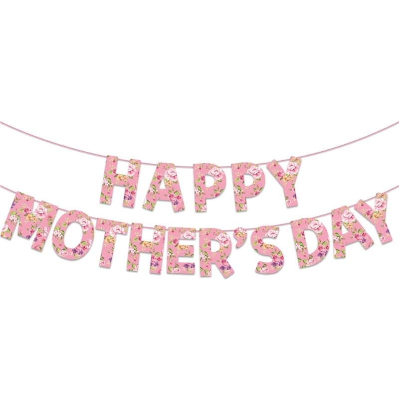 Happy Mother's Day Flag Mothers Day Party Decoration Bunting for Women Happy Mother's Day Celebration Flag Supplies