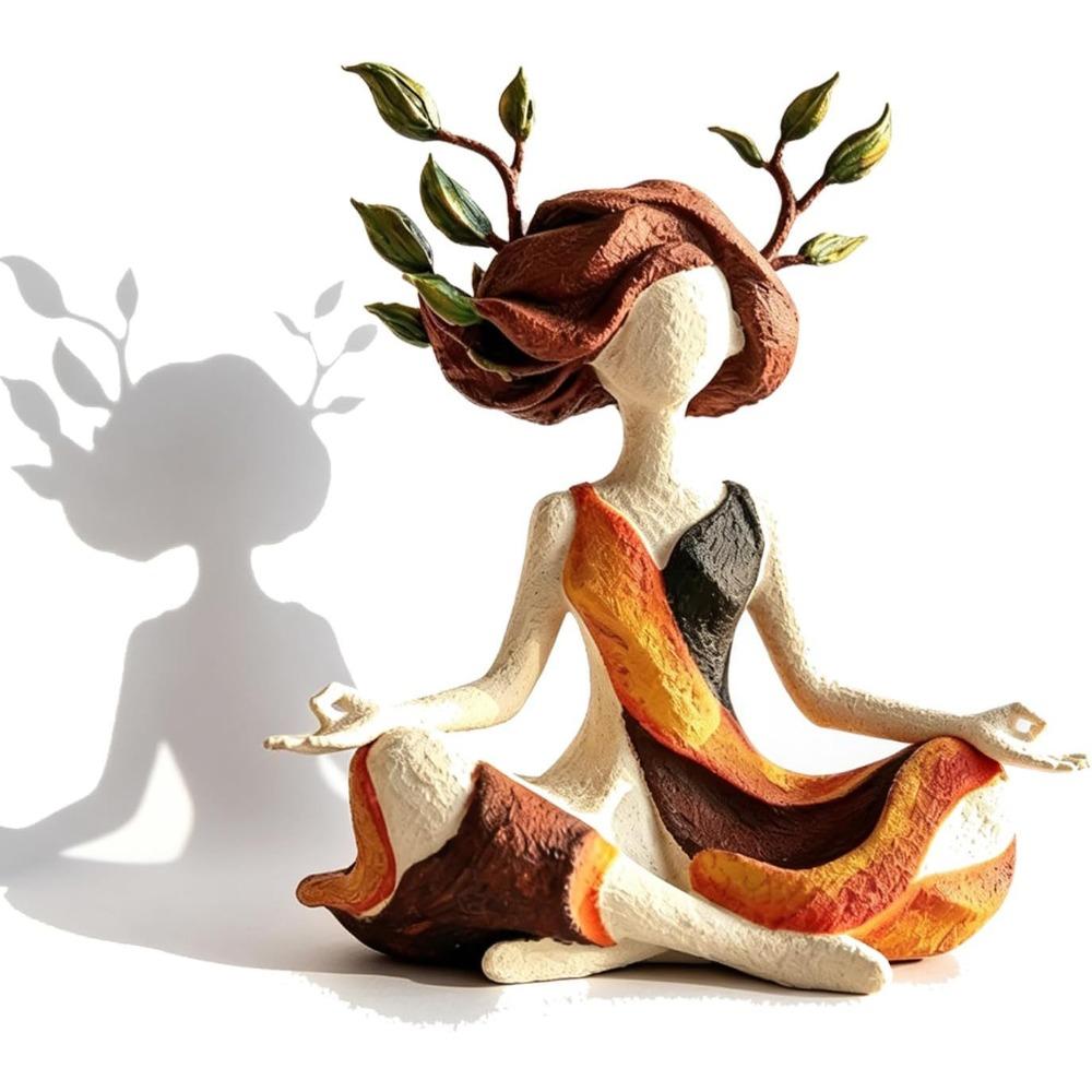 Resin Serenity Growth Meditation Figurine Aesthetic Mindfulness Abstract Yoga Sculpture Inner Peace Home Decor Statue