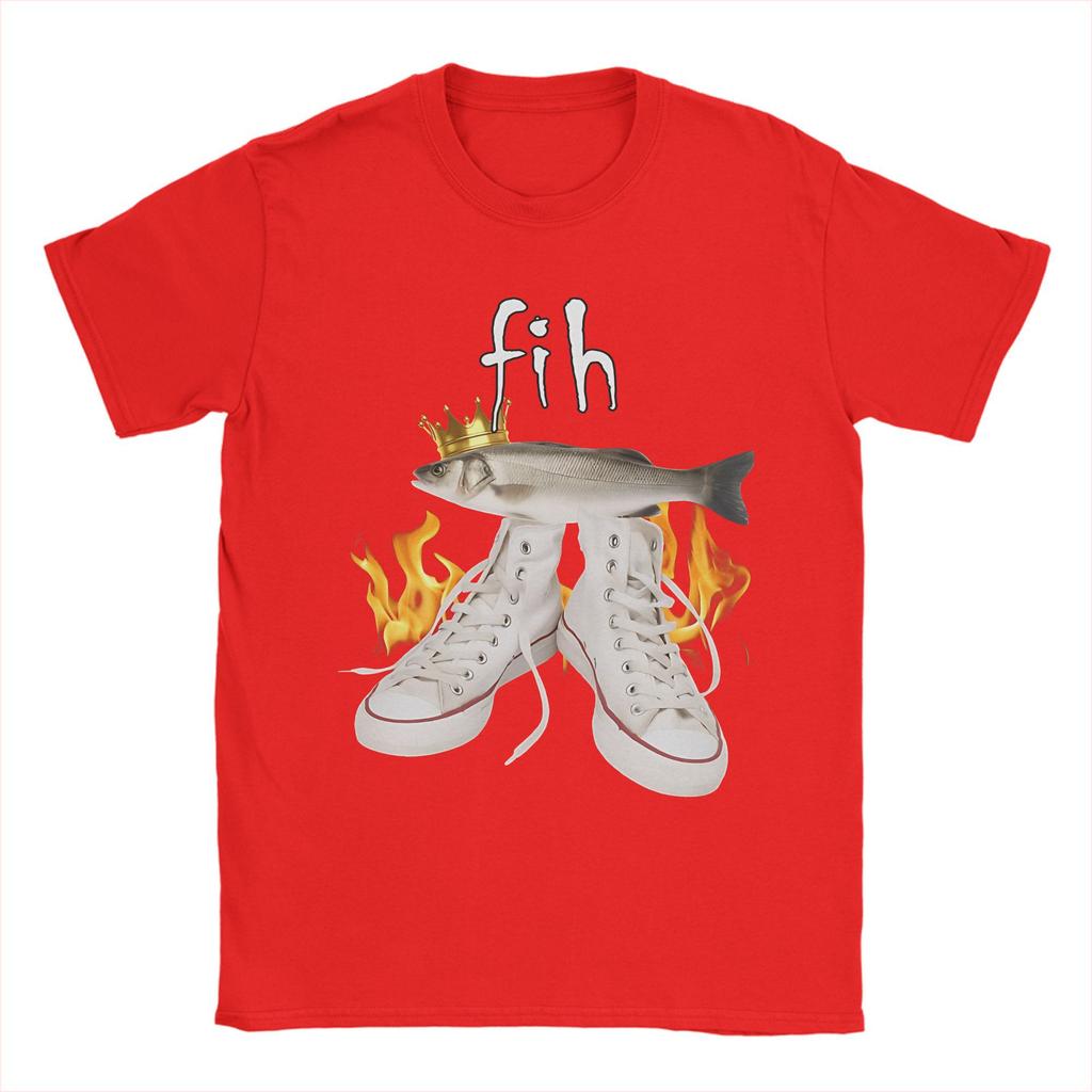 Mens Womens Fih Funny Fish Meme Shirt 100% Cotton Graphic Tee Shirts  Clothing Outfits