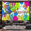 Wall Hanging Tapestry Custom NameRainbow Friends Pattern Personalized Printed Fabric Wall Decor