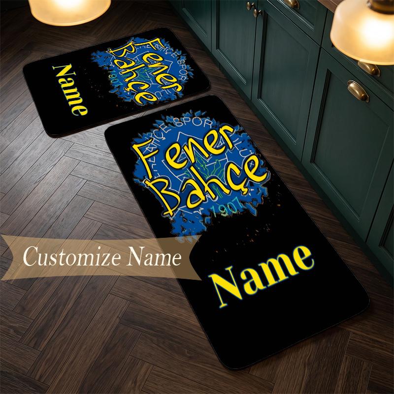 Fenerbahce SK (19) Customize Name Flannel Kitchen Mat Soft Non-Slip Kitchen Floor Runner Rug for Home Kitchen Decor