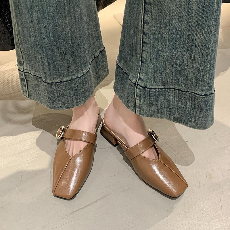 French Shoes Mary Jane Flip-flops with A Toe Cap Are Elegant and Cool for Spring and Summer