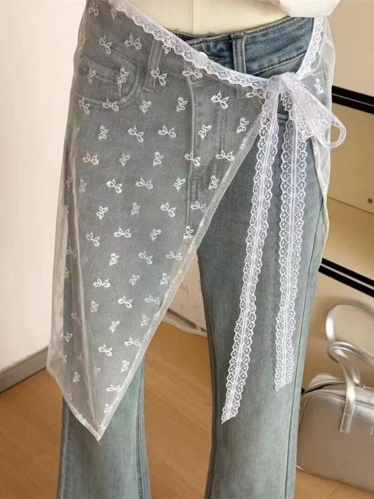 Korean Style Summer Lace Triangle Scarf with Pastoral Mori Waistband for Girls - Literary Outing Accessory