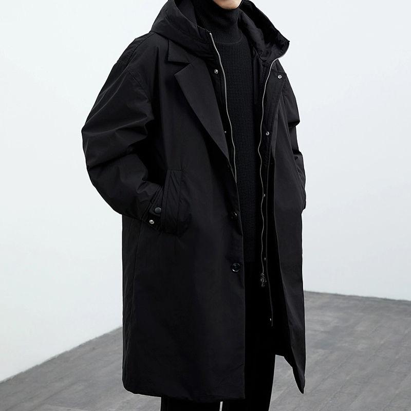 Moda Primavera e Autunno Colore Solido Antivento Lungo Trench Uomo Casual Largo Taglia Grande Cappotto M-5XL