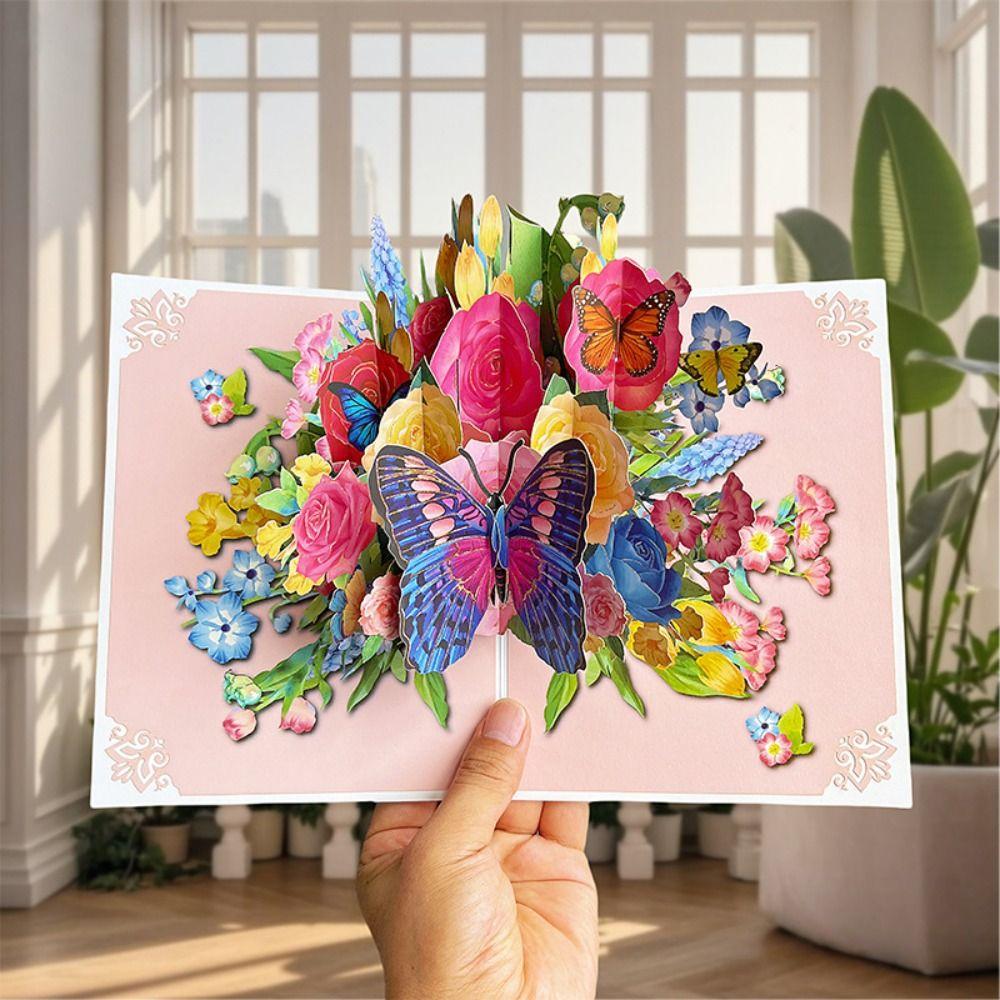 New 3D Pop up Card Best Wishes Ornament Post Card Butterfly Greeting Cards Birthday Gift