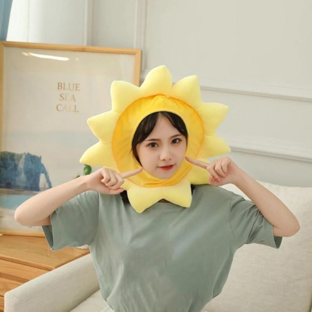 Funny Soft Sunflower Hat Sunflower Cartoon Yellow Earflap Cap Cosplay Costume