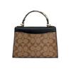 Coach Handtasche Pepper 22 Klassisch Presbyopie Klappe Beschichtetes Canvas mit Leder Handtasche Schultertasche Crossbody Tasche Klein Damen Braun und Schwarz