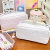 Cute Bunny Bow Pencil Case Large Capacity Ins Style Stationery Organizer for School Kawaii Girls' Pen Bag Student Supplies